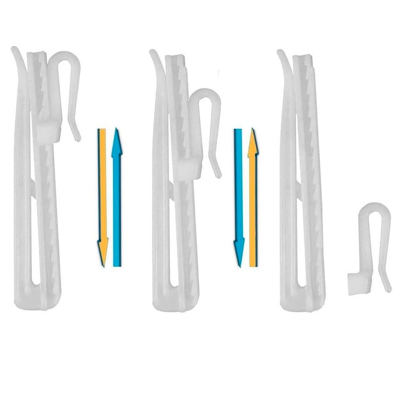 Ailejia 30 Pcs Plastic Adjustable Hooks  Depth Pleat Drapery Hooks for Window Door and Shower Curtains White