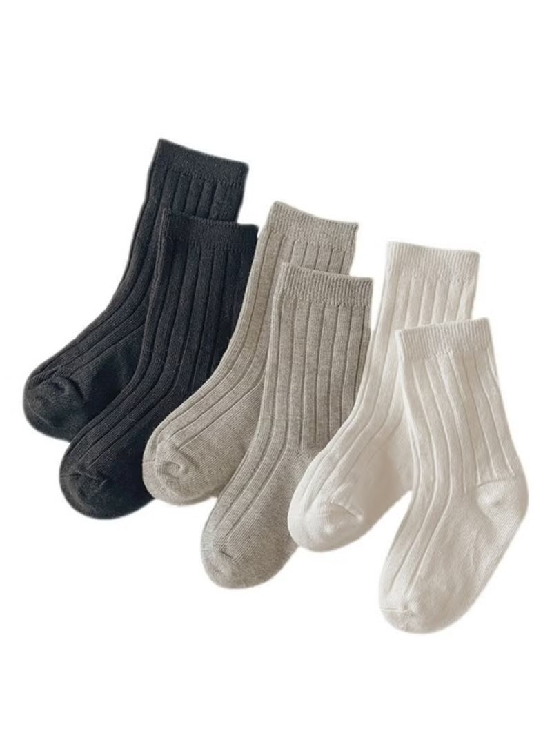 ريدمابليتيك 3 أزواج من الجوارب الجديدة ذات الألوان الصلبة لمنتصف الساق للأولاد والبنات في الربيع والخريف - Image 1