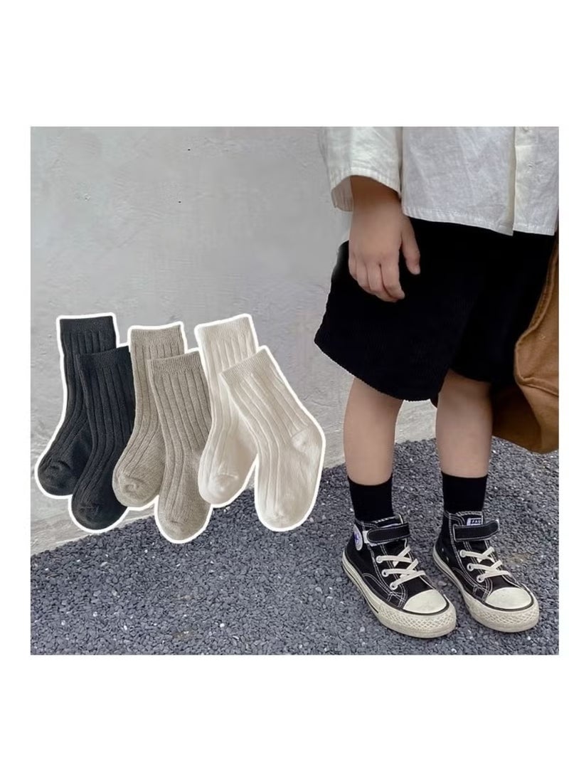 ريدمابليتيك 3 أزواج من الجوارب الجديدة ذات الألوان الصلبة لمنتصف الساق للأولاد والبنات في الربيع والخريف - Image 2