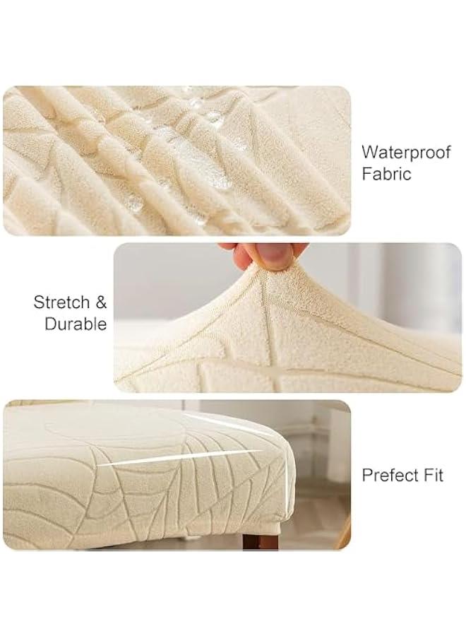 هوكور اغطية كراسي مقاومة للماء من ار سي او لغرفة الطعام من قماش الجاكار القابل للتمدد، واقي كرسي قابل للازالة والغسل للمطبخ والفندق والمطاعم (6 قطع، بيج واصفر) - Image 2