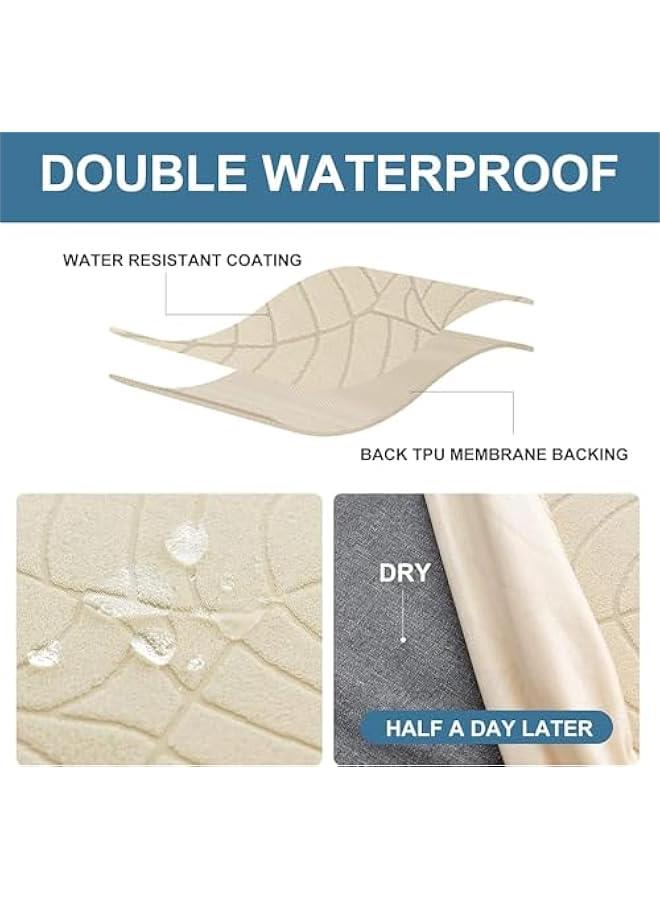 هوكور اغطية كراسي مقاومة للماء من ار سي او لغرفة الطعام من قماش الجاكار القابل للتمدد، واقي كرسي قابل للازالة والغسل للمطبخ والفندق والمطاعم (6 قطع، بيج واصفر) - Image 3