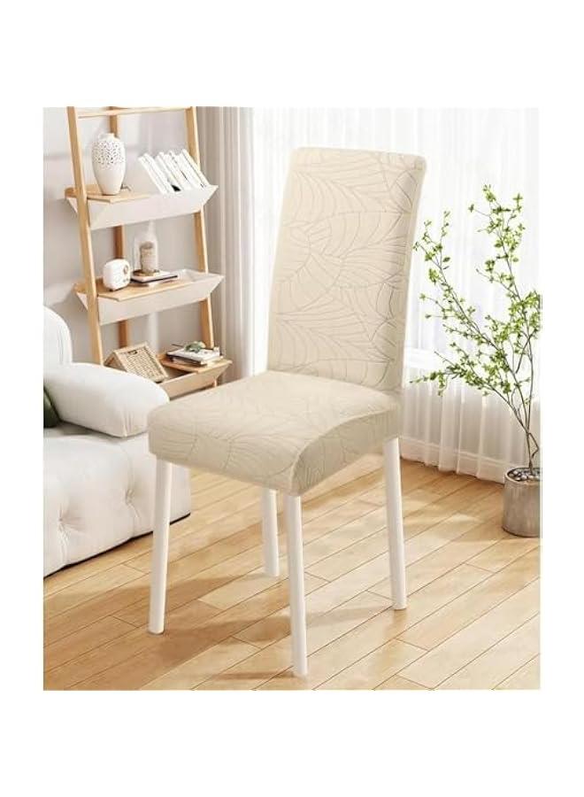 هوكور اغطية كراسي مقاومة للماء من ار سي او لغرفة الطعام من قماش الجاكار القابل للتمدد، واقي كرسي قابل للازالة والغسل للمطبخ والفندق والمطاعم (6 قطع، بيج واصفر) - Image 4