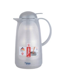 Valk -3 Vacuum Thermose With Push Cover Double Wall Glass With Push Cover 1.0 Liter  Wide Mouth With Anti-Leakage Cap Double Walled  Glitter Gray Color  - Image 2