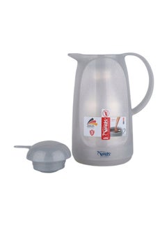 Valk -3 Vacuum Thermose With Push Cover Double Wall Glass With Push Cover 1.0 Liter  Wide Mouth With Anti-Leakage Cap Double Walled  Glitter Gray Color  - Image 3