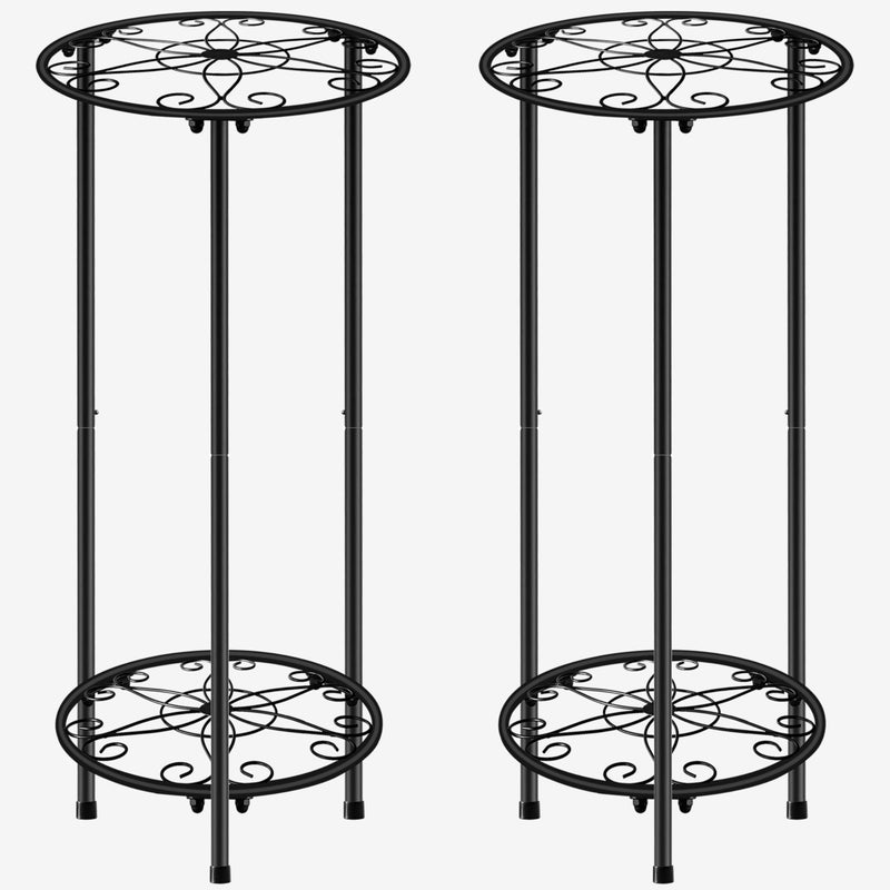 C CASIMR CASIMR Plant Stand Indoor Outdoor Metal Rustproof Flower Shelf 2 Tier 239 inch Tall Multiple Plant Pot Holder Rack for Garden Patio Living Room Corner Balcony 2 Pack Black - Image 2