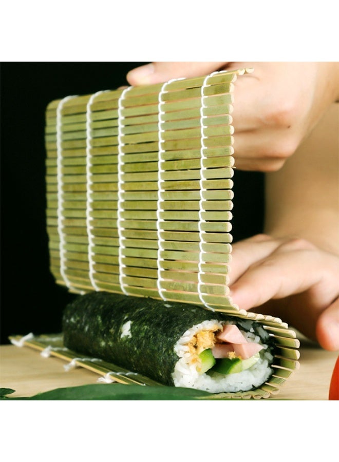 بساط سوشي مربع من قطعتين، أسطوانة سوشي من الخيزران، أداة مثالية لطهي الطعام في المنزل، لصنع السوشي 24*24 سم - Image 1