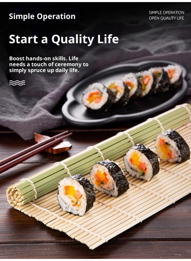 بساط سوشي مربع من قطعتين، أسطوانة سوشي من الخيزران، أداة مثالية لطهي الطعام في المنزل، لصنع السوشي 24*24 سم - Image 2