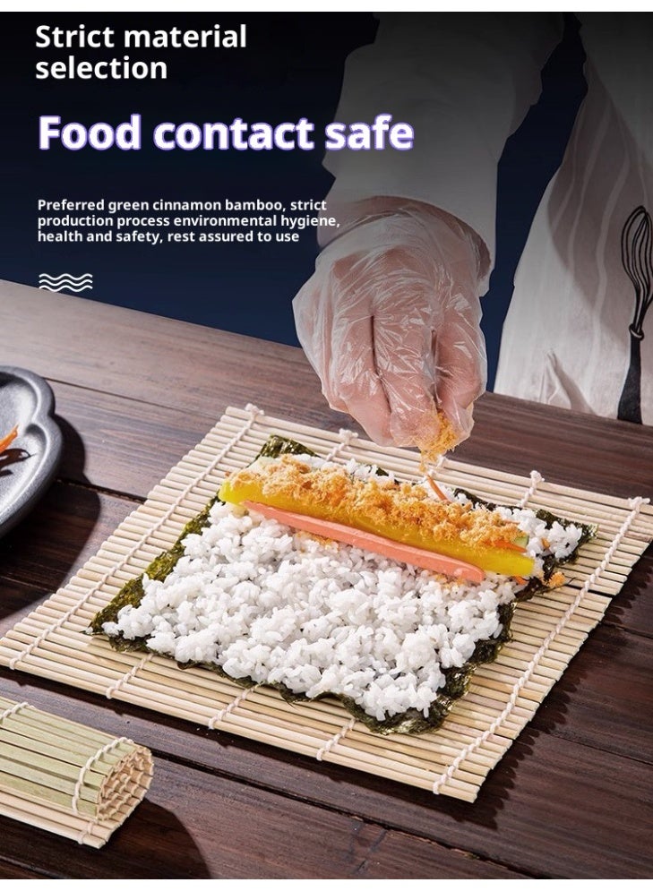 بساط سوشي مربع من قطعتين، أسطوانة سوشي من الخيزران، أداة مثالية لطهي الطعام في المنزل، لصنع السوشي 24*24 سم - Image 3