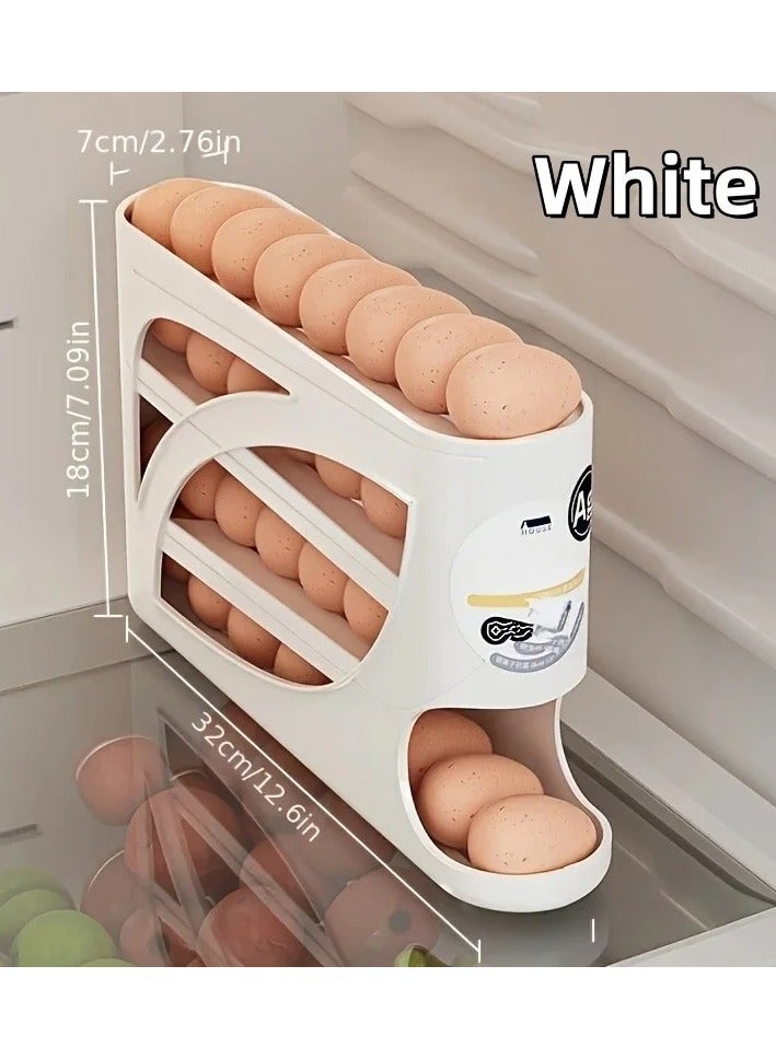 DIGI CORE 3 Pieces 3-Tier Rolling Egg Storage Box for Refrigerator, Holds 24 Eggs, Space-Saving Side Door Design, Durable Plastic Egg Holder, Large Capacity Egg Organizer for Kitchen & Fridge Storage Ideal for Kitchen & Fridge Organization White - Image 3