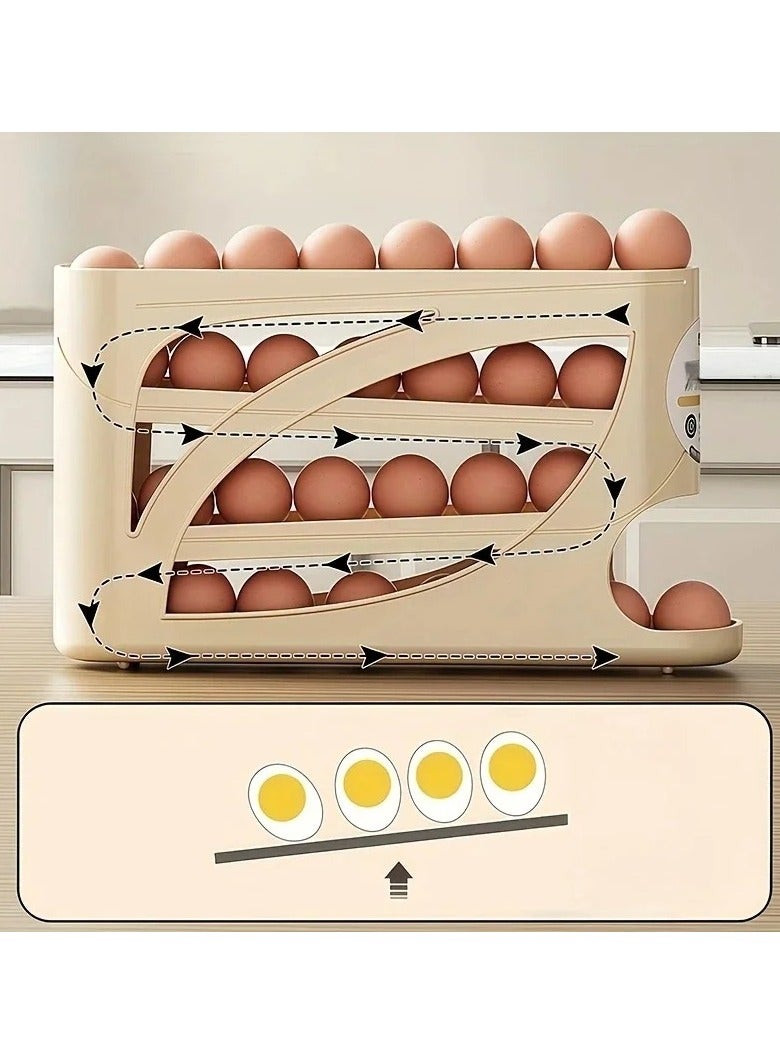 DIGI CORE 3 Pieces 3-Tier Rolling Egg Storage Box for Refrigerator, Holds 24 Eggs, Space-Saving Side Door Design, Durable Plastic Egg Holder, Large Capacity Egg Organizer for Kitchen & Fridge Storage Ideal for Kitchen & Fridge Organization White - Image 5