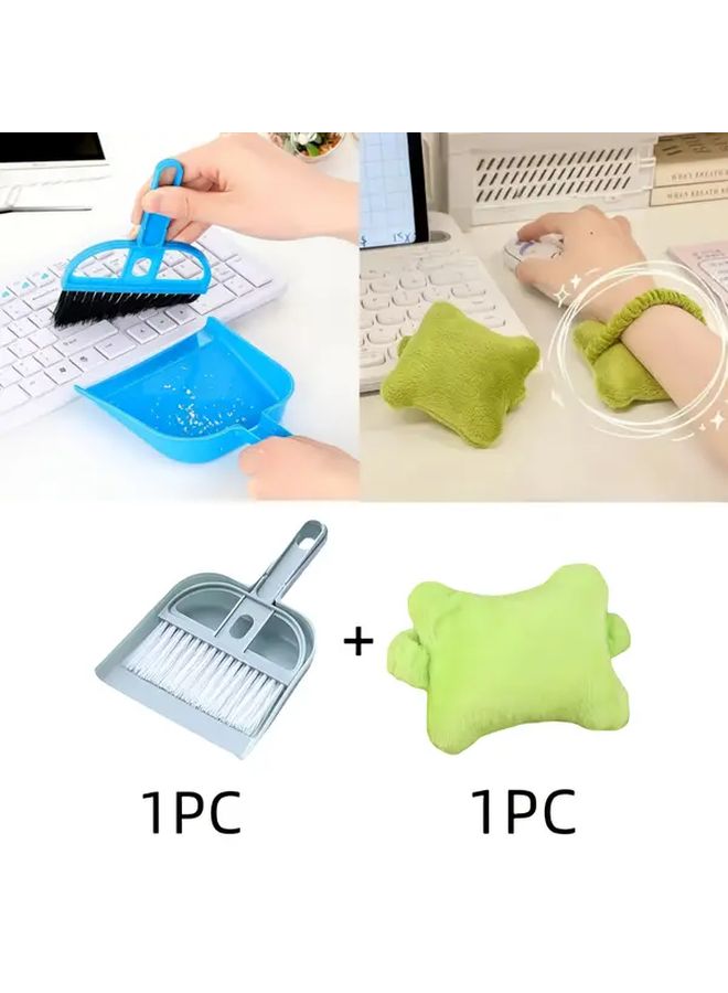 2 In 1 Ergonomic Wrist Rest Pad And Mini Keyboard Brush Set Assorted Varieties Desktop Cleaning Tool For Office Home Computer Use - Image 1