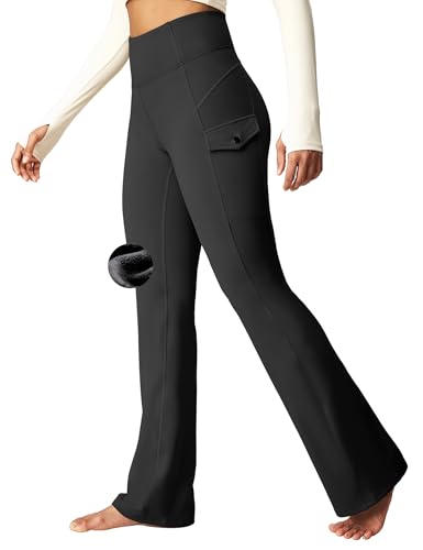 Heathyoga Cargo Pants Women Fleece Lined Leggings Waterproof Hiking Pants Women Thermal Pants Warm Wide Leg Sweatpants Winter - Image 1