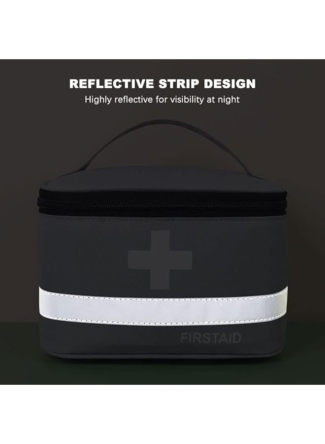 KASTWAVE 2 Pcs Empty First Aid Bags with Small Medical Pouch Insulated Survival Medicine Bag Portable Medication Travel Carrying Case with Handle for Car Home Camping Office Workplace (Deep Grey) - Image 3
