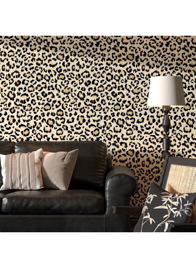 Naphite Leopard Wallpaper Cheetah Print Self Adhesive Wallpaper 78.7inL17.3inW Vintage Contact Paper for Cabinets Liners Waterproof Bathroom Funky Room Decor Removable Brown Cheetah Contact Paper - Image 1