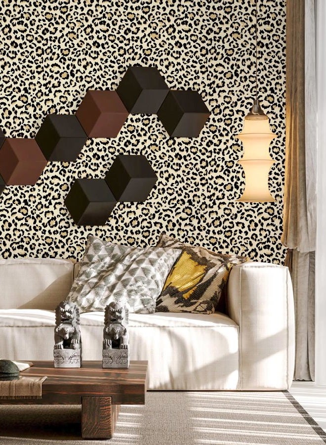 Naphite Leopard Wallpaper Cheetah Print Self Adhesive Wallpaper 78.7inL17.3inW Vintage Contact Paper for Cabinets Liners Waterproof Bathroom Funky Room Decor Removable Brown Cheetah Contact Paper - Image 4