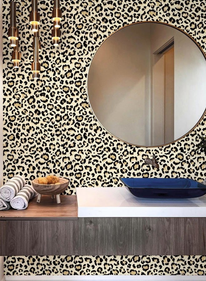 Naphite Leopard Wallpaper Cheetah Print Self Adhesive Wallpaper 78.7inL17.3inW Vintage Contact Paper for Cabinets Liners Waterproof Bathroom Funky Room Decor Removable Brown Cheetah Contact Paper - Image 2