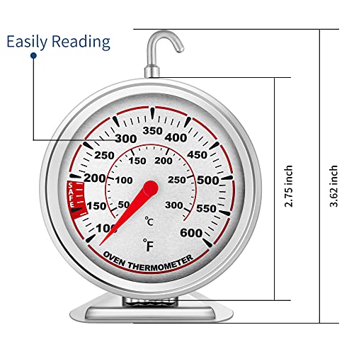 defull Oven Thermometer with Large 3" Dial | Accurate Oven Temperature Reading | Dual Scale 100°F-600°F & -40°C-310°C | for Gas/Electric Ovens, Grill, BBQ, Baking, Meat - Image 5