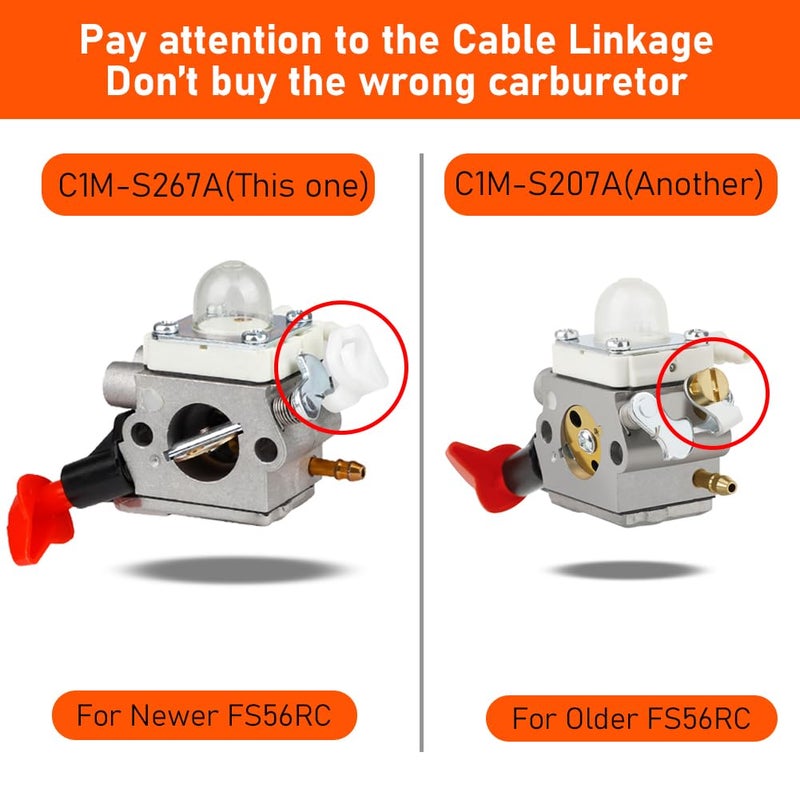 HUZTL C1M-S267A FS56RC Carburetor for Stihl FS40C FS50C FS56C FC56C FS70C Trimmer Weed Eater Carb - Image 2