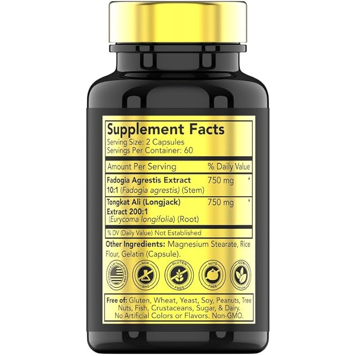 tnvitamins Fadogia Agrestis & Tongkat Ali Supplement: 1500mg - 120 Capsules | 750mg Each of Tongkat Ali (Longjack) & Fadogia | Ultra-Potent Formula For Men For Sports Nutrition, Athletic Performance, & Muscles* - Image 2