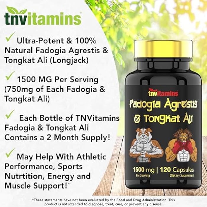 tnvitamins Fadogia Agrestis & Tongkat Ali Supplement: 1500mg - 120 Capsules | 750mg Each of Tongkat Ali (Longjack) & Fadogia | Ultra-Potent Formula For Men For Sports Nutrition, Athletic Performance, & Muscles* - Image 3