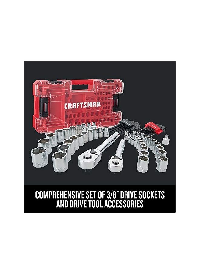 VERSASTACK Mechanic Tool Set, 71-Piece, 1/4-in and 3/8-in Drive, SAE and Metric, Ratchets, Sockets, Hex Keys, Adaptor and More, Polish Chrome Finish (CMMT45071)