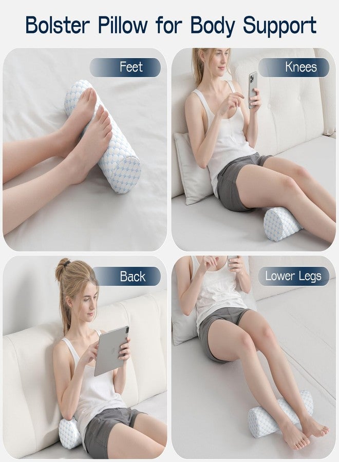 Forcanby Neck Roll Pillow for Neck Pain Relief - Memory Foam Neck Support Pillow for Bed, Cylinder Pillows, Round Neck Pillow for Sleeping, 16 * 5 * 5 inch (Cool-Blue) - Image 5