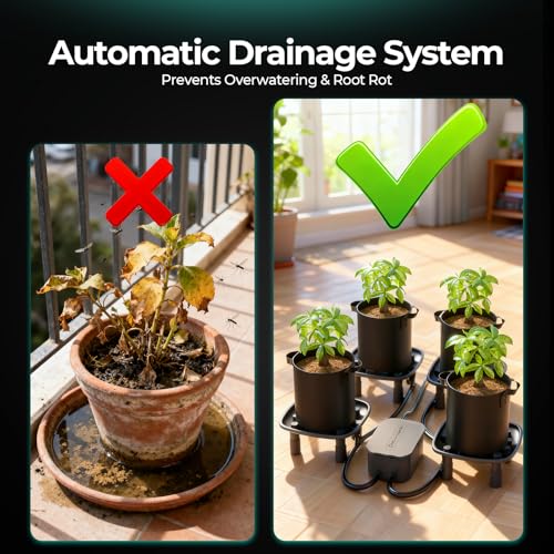 MARS HYDRO Auto Drainage System with Water Pump, 4 Elevated Runoff Trays & 4-Pack 5 Gallon Grow Bags, Plant Drainage Saucers for Indoor Plants Grow Tents - Image 2