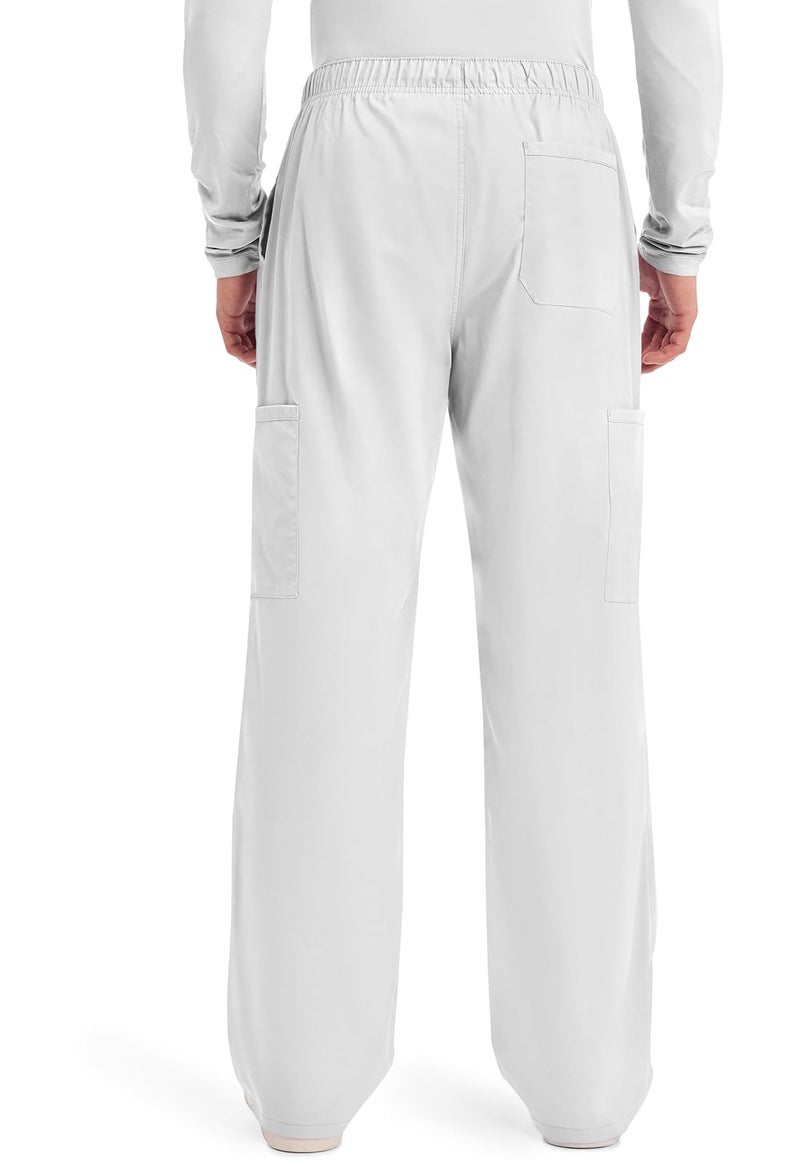 Cherokee Scrubs for Men Tapered Leg Cargo Scrub Pants with Zip Fly, 5 Pockets Elastic Waist 2-Way Stretch & Easy Care - WW190, M, White - Image 4