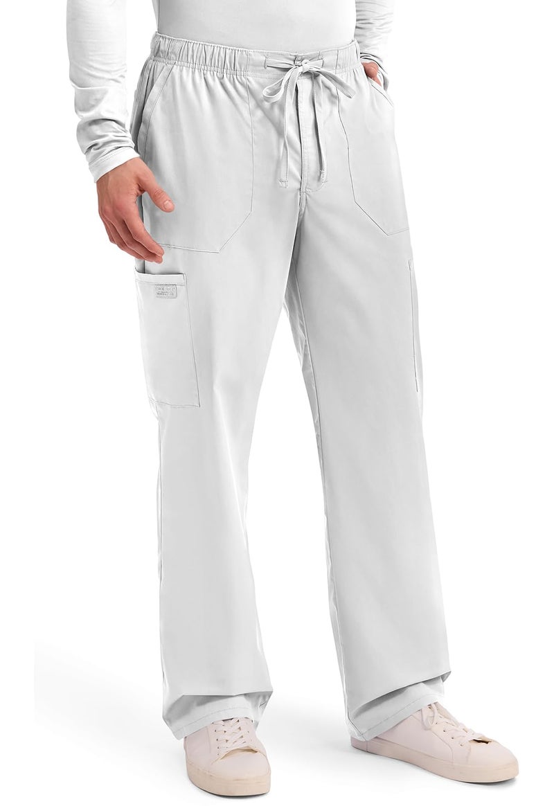 Cherokee Scrubs for Men Tapered Leg Cargo Scrub Pants with Zip Fly, 5 Pockets Elastic Waist 2-Way Stretch & Easy Care - WW190, M, White - Image 5