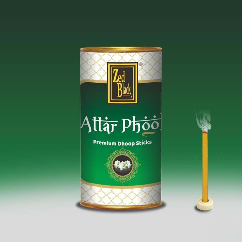 Zed Black Aroma Chandan, Gulab, Arij, Attar Phool and Saffron Incense Dhoop Sticks Tin - Combo of 5 (100 Gm Each) - Image 4