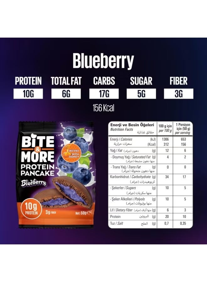 Bite & More Protein Pancake Blueberry Flavour – 10g Protein, 3.5g Fiber – Honey Sweetened – Healthy Snack - Image 5