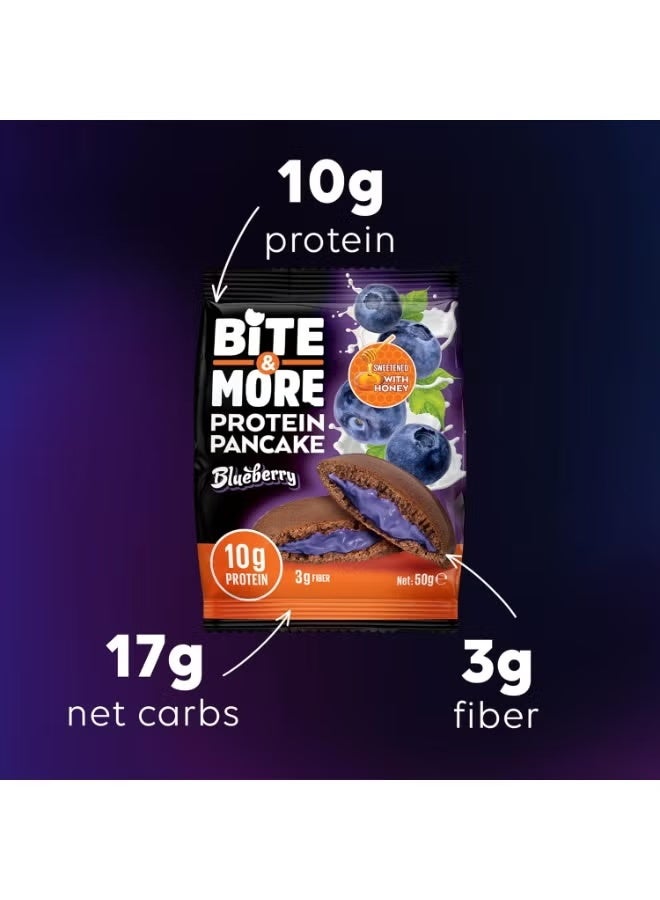 Bite & More Protein Pancake Blueberry Flavour – 10g Protein, 3.5g Fiber – Honey Sweetened – Healthy Snack - Image 4