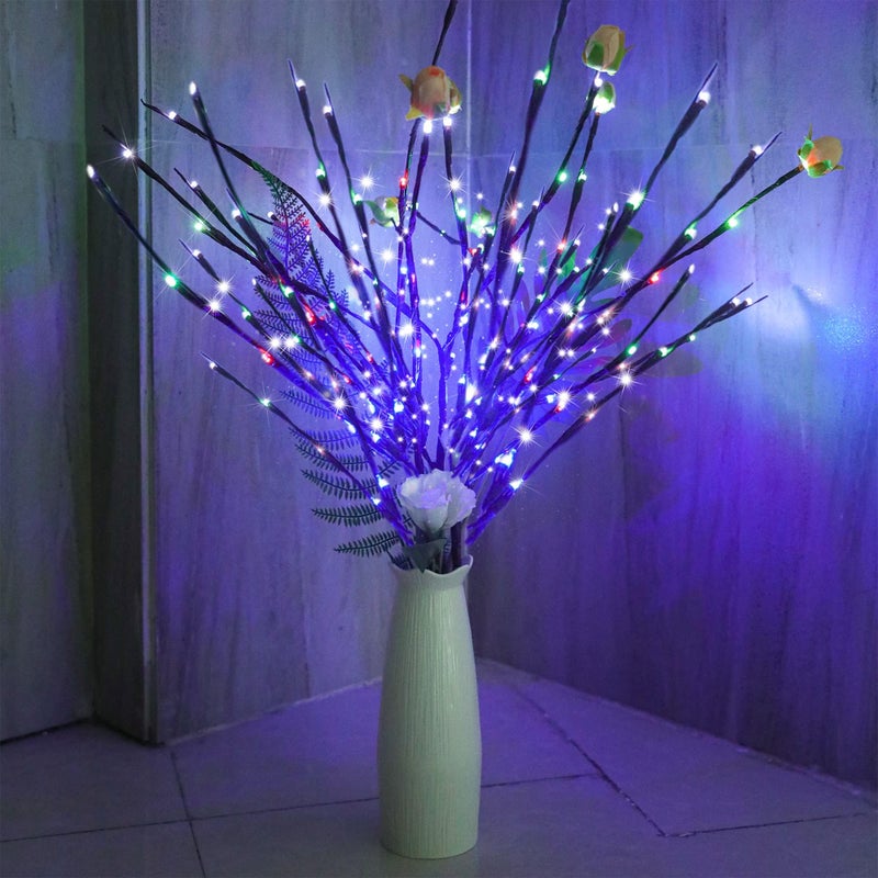 DK177 2 Pack Led Branch Light Battery Operated Lighted Branch Vase Filler Willow Tree Artificial Little Twig Power Brown 30 Inch 20 LED for Home Outdoor Indoor Romantic Decoration, Purple Light - Image 2