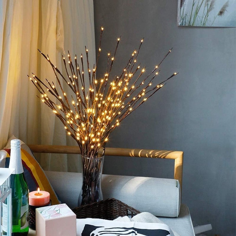DK177 2 Pack Led Branch Light Battery Operated Lighted Branch Vase Filler Willow Tree Artificial Little Twig Power Brown 30 Inch 20 LED for Home Outdoor Indoor Romantic Decoration, Purple Light - Image 5