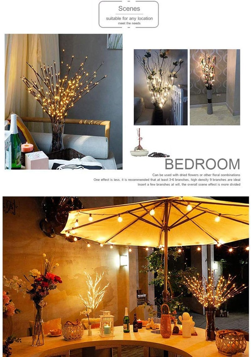 DK177 2 Pack Led Branch Light Battery Operated Lighted Branch Vase Filler Willow Tree Artificial Little Twig Power Brown 30 Inch 20 LED for Home Outdoor Indoor Romantic Decoration, Purple Light - Image 4