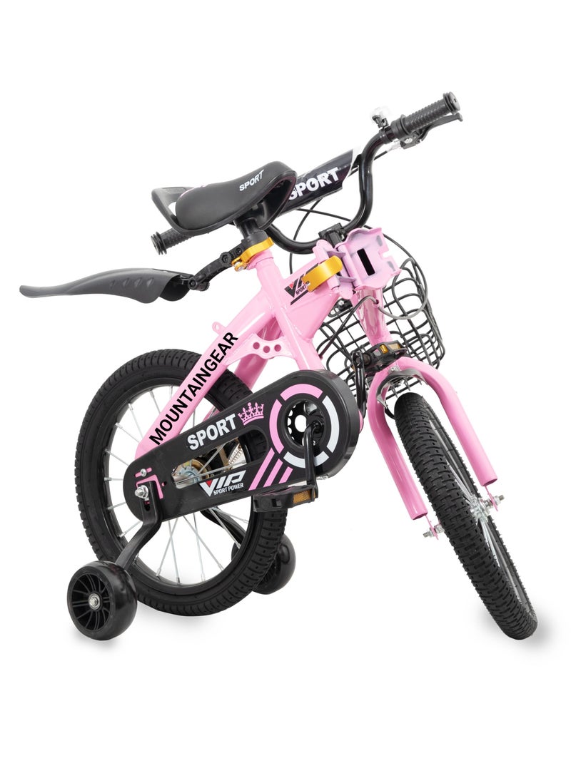 ام جي دراجة أطفال لعمر 2-7 سنوات، دراجة أطفال مقاس 12 بوصة و14 بوصة و16 بوصة مع مقعد حامل وسلة وأدوات ودراجة أطفال مع أدوات - وردي - Image 3