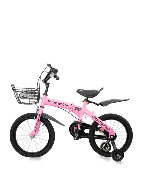 Childrens Foldable Bike for 2 TO 7 Years Old, 12" 14" 16" Kids Bike with Carrier Seat & Basket, Kid's Bicycle with Tools-Pink