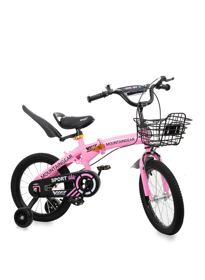 ام جي دراجة أطفال لعمر 2-7 سنوات، دراجة أطفال مقاس 12 بوصة و14 بوصة و16 بوصة مع مقعد حامل وسلة وأدوات ودراجة أطفال مع أدوات - وردي - Image 2