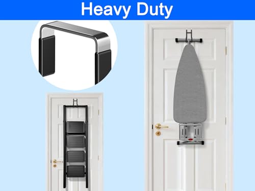Mars-Rock Over the Door Twin Metal Hooks with Plastic Coating 5.5" Fit 0.5" to 1 3/8" Door 2 Sets Heavy Duty Towel Robe Rack Wreath Bathroom Shower Hanger Shoe Organizer Ironing Board Short Black - Image 4