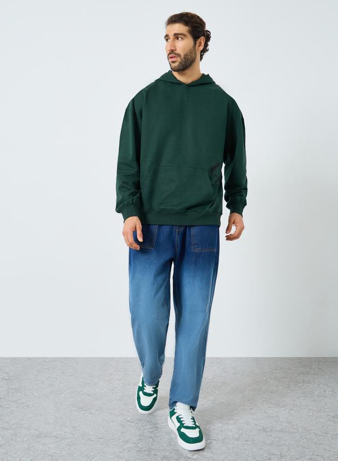 Styli Men Green Embroidered Oversized Hoodie - Image 2