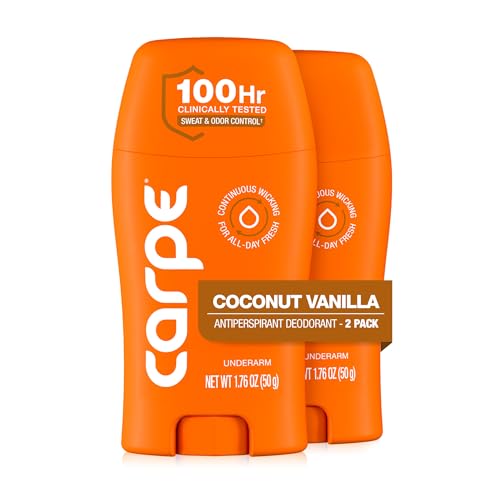 Carpe Underarm Antiperspirant Coconut Vanilla Deodorant for Women 100 Hour Sweat Odor Control Deodorant for Sweating Clinical Strength Antiperspirant Coconut Vanilla Scent 2 Pack - Image 1