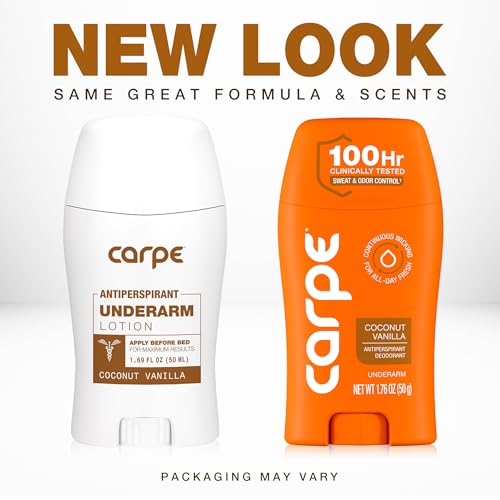 Carpe Underarm Antiperspirant Coconut Vanilla Deodorant for Women 100 Hour Sweat Odor Control Deodorant for Sweating Clinical Strength Antiperspirant Coconut Vanilla Scent 2 Pack - Image 3