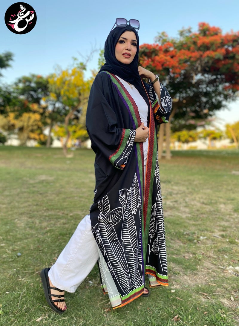 سِتر كارديجان طويل اسود برسم فني  - Image 2