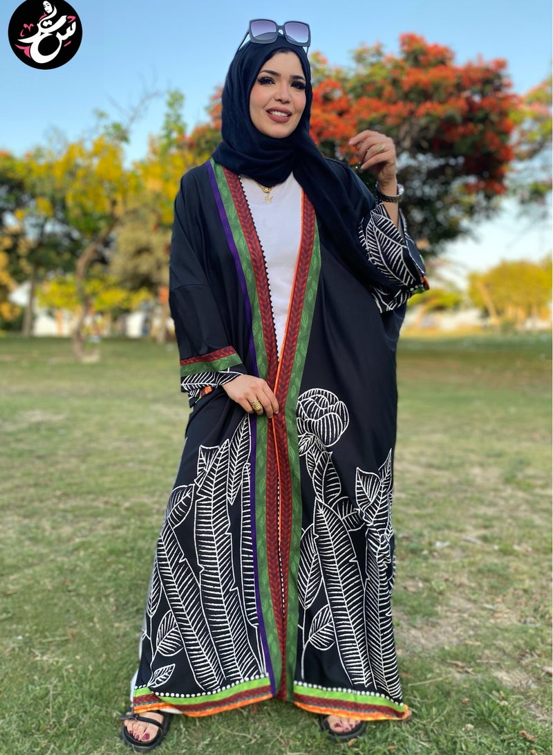 سِتر كارديجان طويل اسود برسم فني  - Image 1
