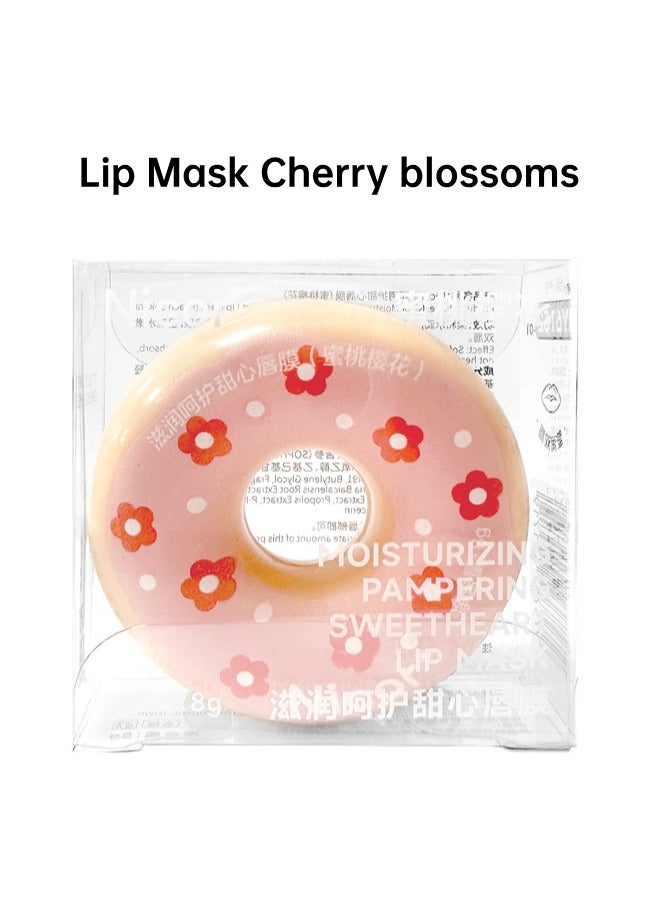 Nicor Donut lip mask lip care lightens lip lines and prevents chapped lips exfoliating lip oil moisturizing lip balm Cherry blossoms - Image 1