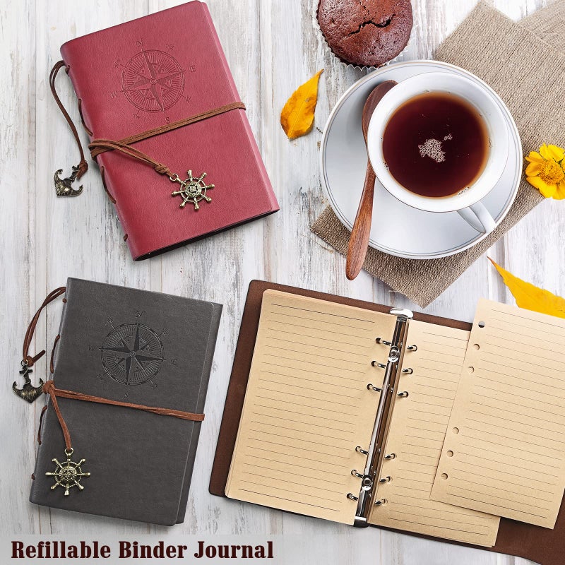 MaleDen 7 Pack Journals Notebooks, PU Leather Travel Refillable Journal for Writing, Journal Bulks for Women Men, Students Gifts, Lined Pages and Vintage Pendants, 7 x 5 inches, Multicolor - Image 3