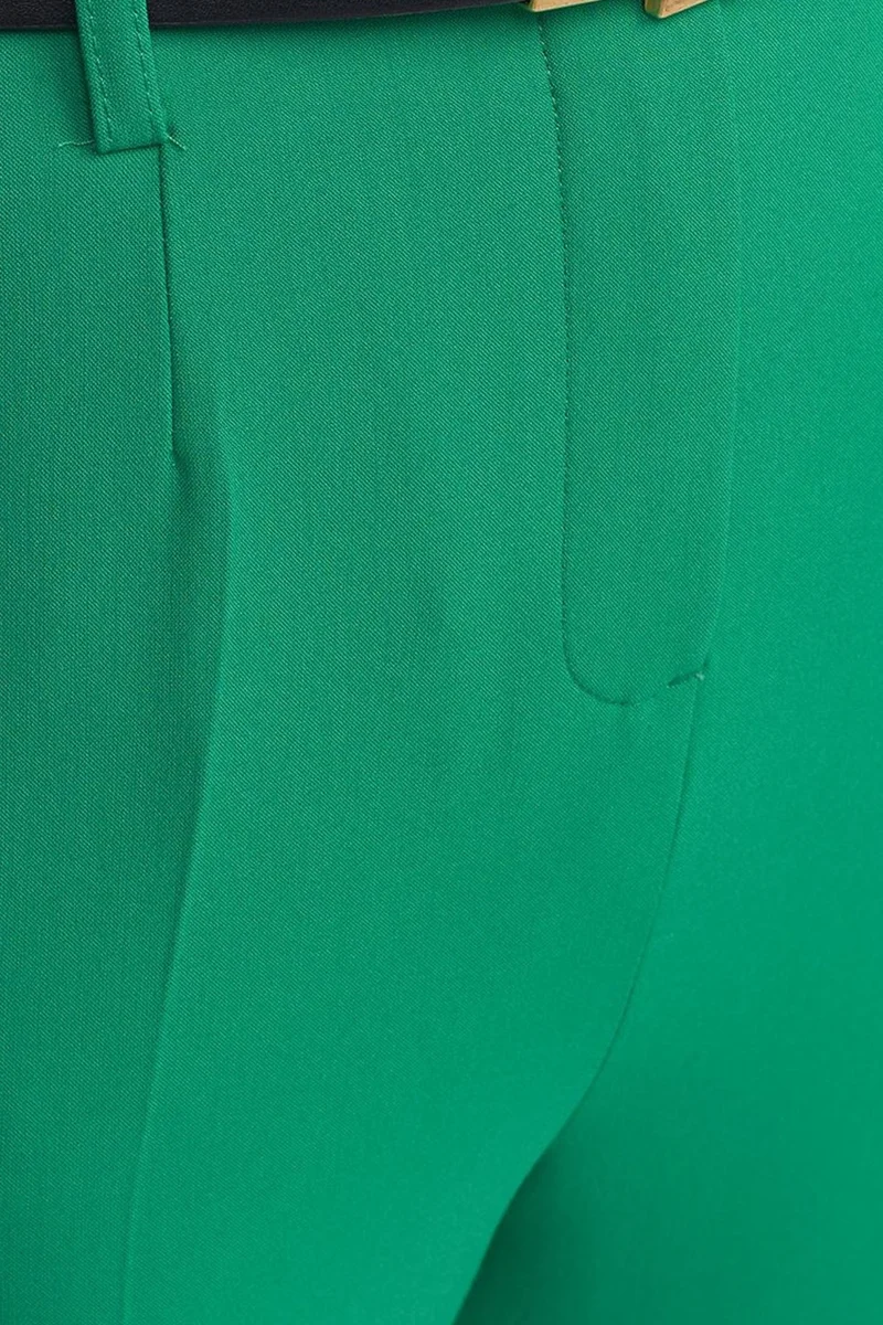 Dilvin Emerald Green DILVIN High-Waist Straight-Leg Crepe Trousers With Belt for Women | Best Price UAE