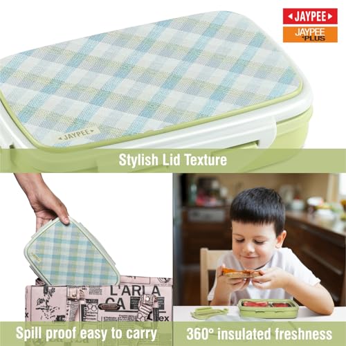 JAYPEE Ecosteel Sr. Inner Stainless Steel Insulated Lunch Box for School Kids |Airtight Leakproof Tiffin Box for Kids |Food Grade|BPA Free, 550 ml, Green - Image 4