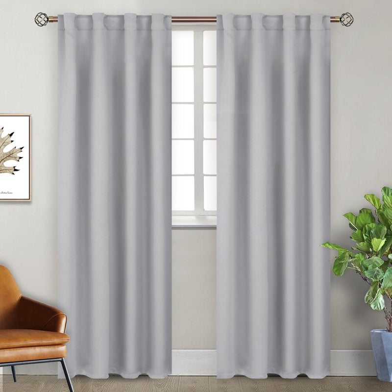 BGment الستائر الجيب من قضيب وظهر علامات تبويب الظهر لغرفة النوم - الغرفة المعزولة الحرارية الستائر المظلمة لغرفة المعيشة 2 لوحات ستارة نافذة (38 × 84 بوصة رمادية فاتحة) - Image 1