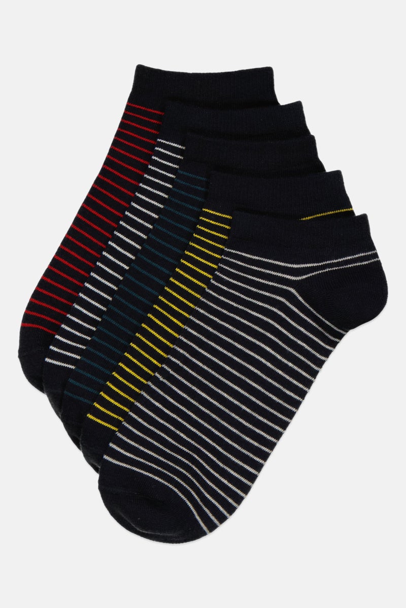 Rocawear Men 5 Pairs Stripes Ankle Socks, Multicolor - Image 1